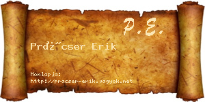 Prácser Erik névjegykártya